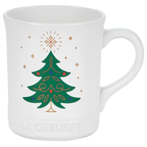NWT LE CREUSET Noel Stoneware Christmas Christmas Tree Holiday Coffee Mug 14 oz - Picture 2 of 2